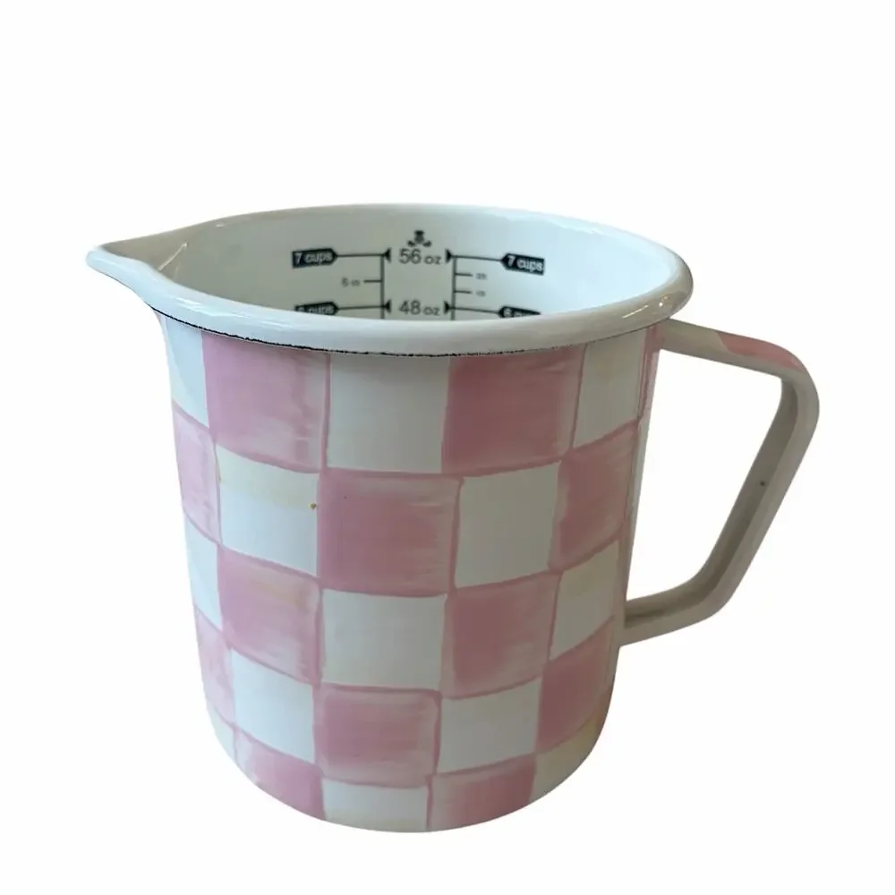 MacKenzie-Childs Rosy Check 7 Cup Measuring Cup Hand Painted New